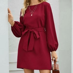 💖 Available 💖Elegant Maroon Tie Front Dress